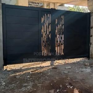 Decorative Swing Gate With Patterned Panels - main view