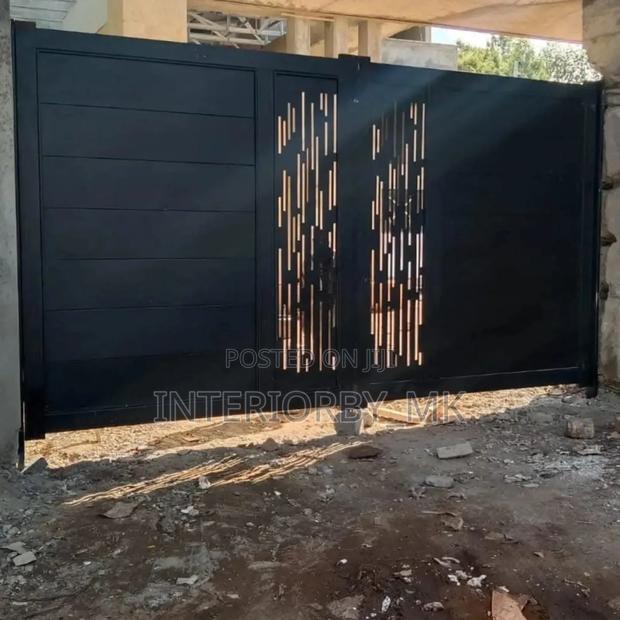 Decorative Swing Gate With Patterned Panels