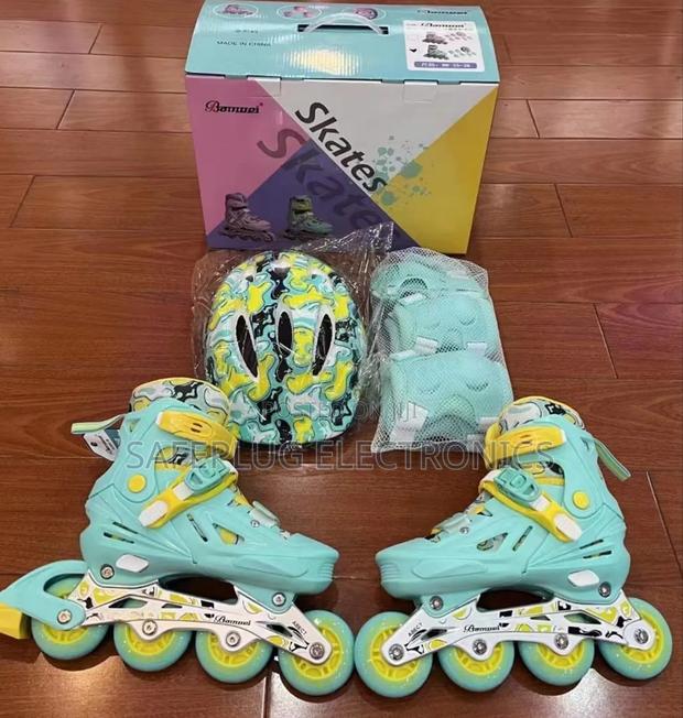 Kids Roller Skate Full Kit - Protective Gears (Colorful Pattern)