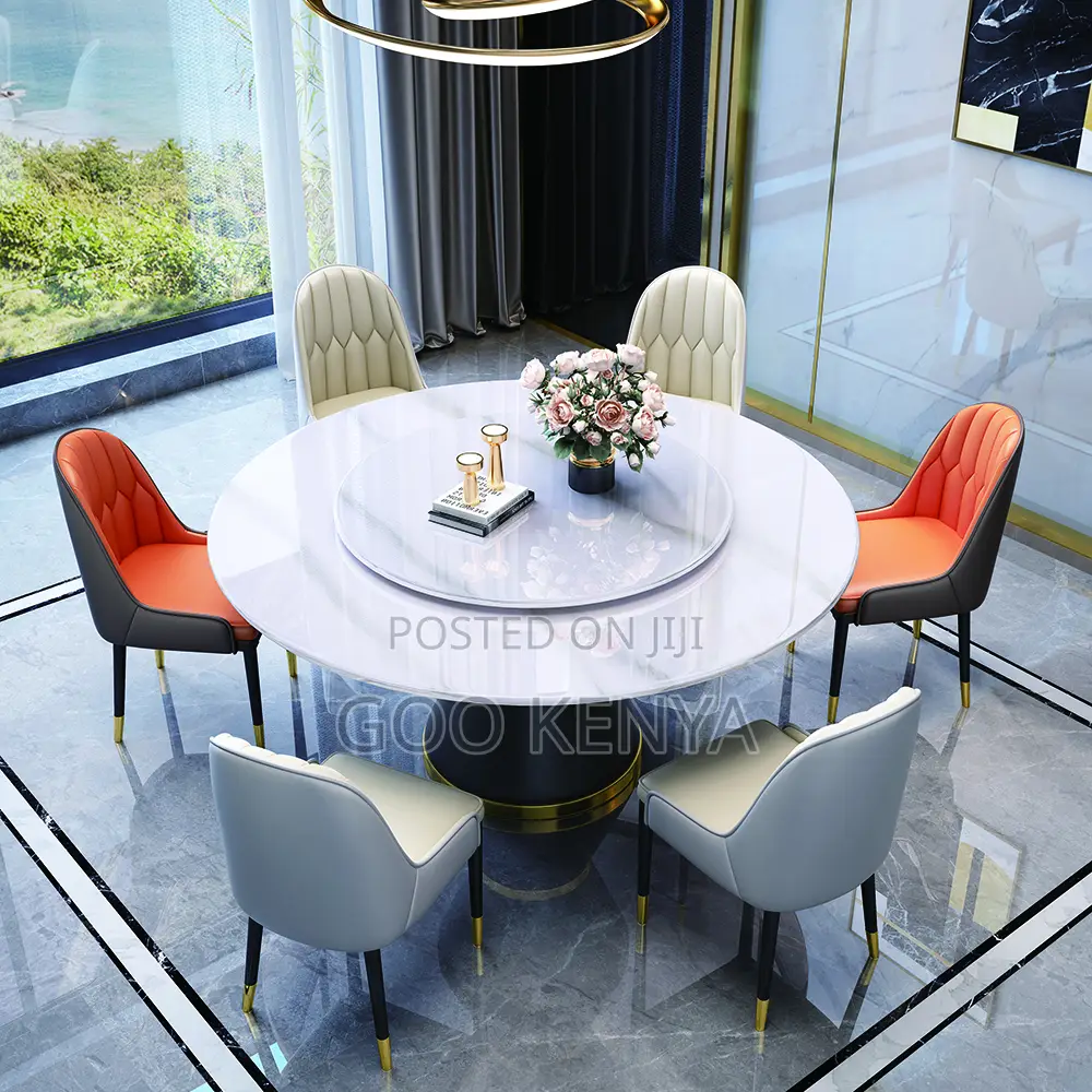 Home Dining Set; Modern Round Dining Set With Sintered Stone Top