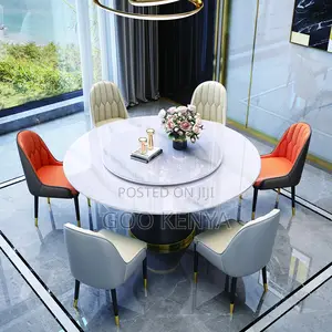 Home Dining Set; Modern Round Dining Set With Sintered Stone Top