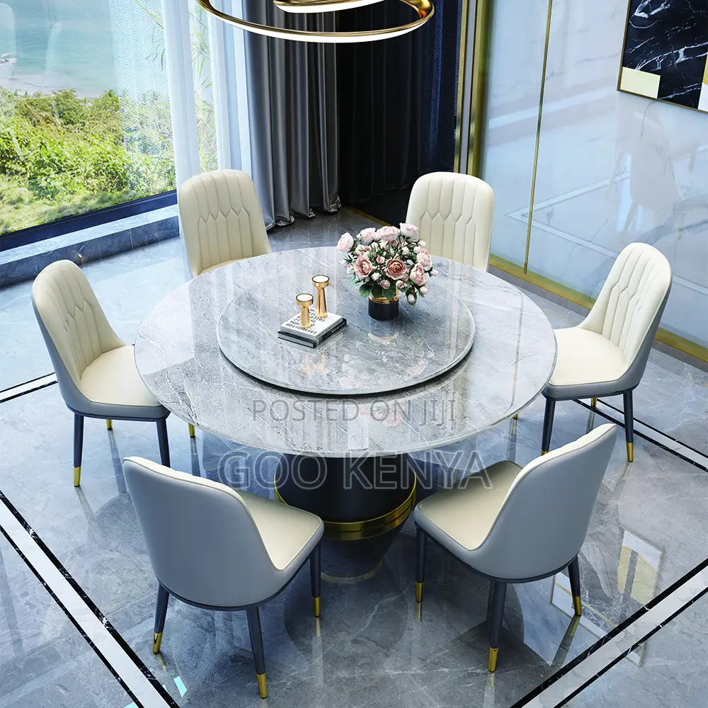 Home Dining Set; Modern Round Dining Set With Sintered Stone Top