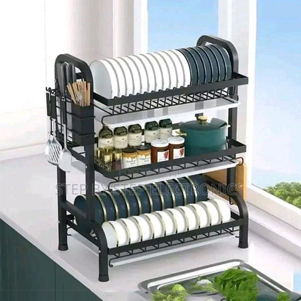 3 Layer Dish Drainer Dish Racks Strong 3 Tier Metallic Drying Rack