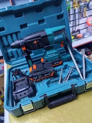 Rechargeable Rotary Hammer Drill With Two Batteries and a Charger