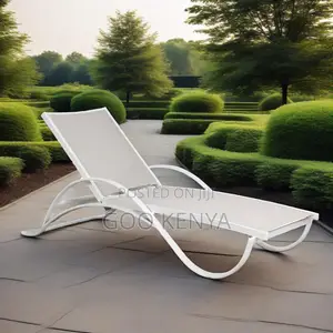 Outdoor Lounger Chair; Outdoor Waterproof Fabric Sunbed Metal Frame