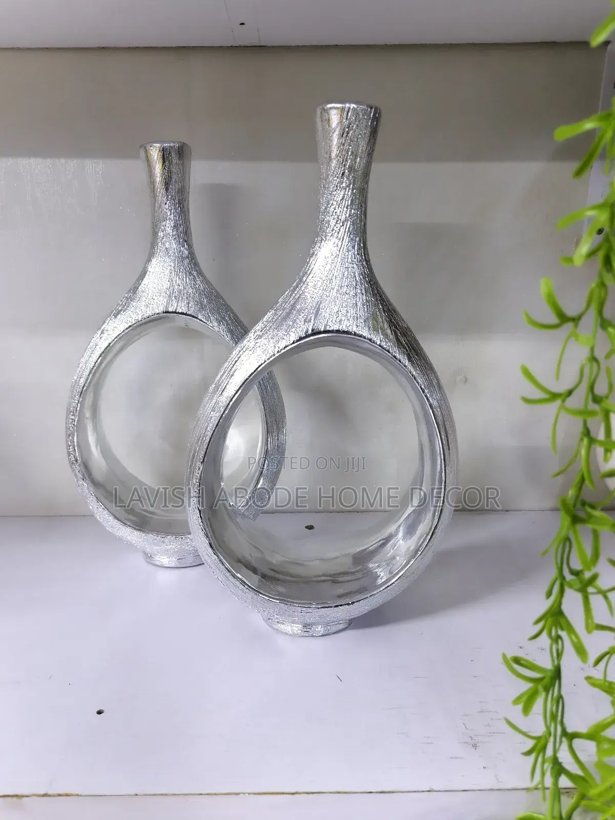 Decorative Ceramic Silver Hollow Flower Vase