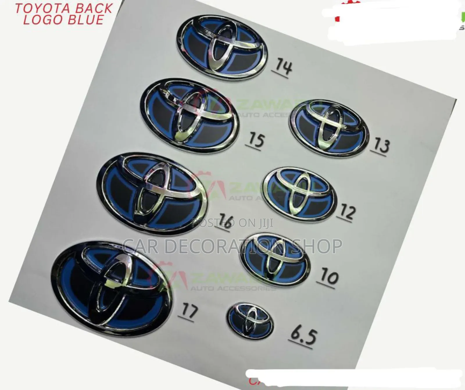 Toyota Back Blue Logo in Sizes
