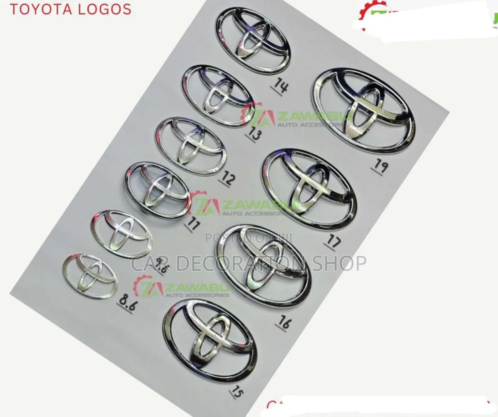 Toyota Chrome Logos in Different Sizes