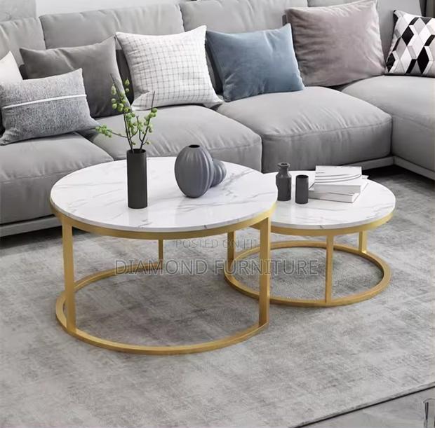 Modern Round Marble Office Coffee Table - thumbnail 3