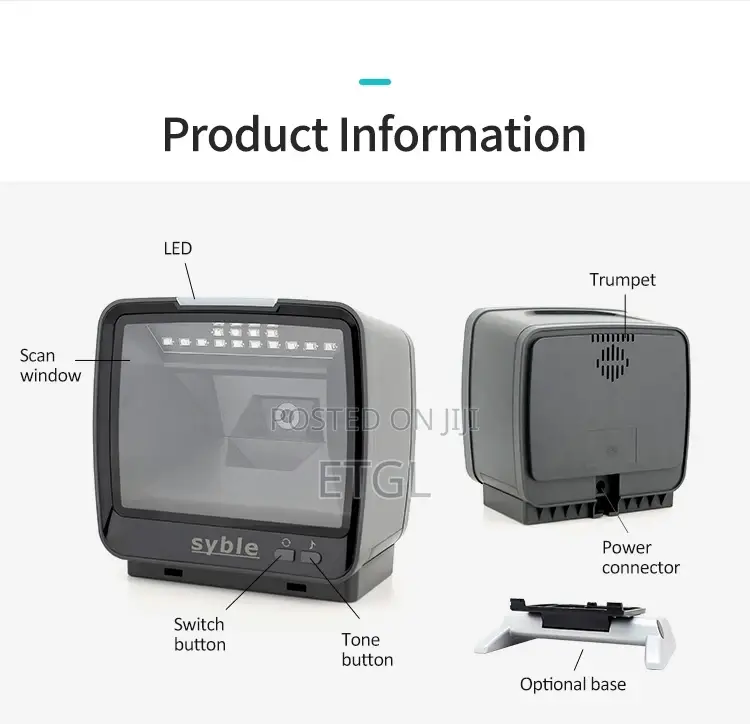 * Syble Xb-8809h – 2d Desktop Barcode Scanner With Metal Base
