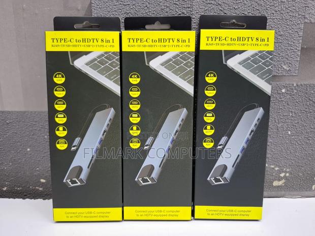 Type C To Hdtv 8 In 1 Adapter Hdmi Pd 2 Usb Sd Tf Rj45