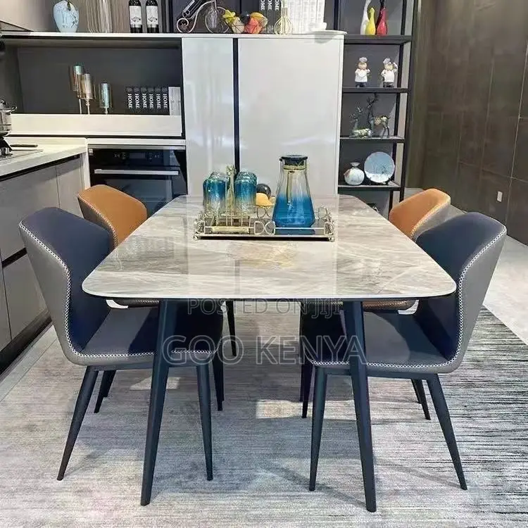 Home Dining Set; 4-Seat High-End Rock Slab Dining Set Collection