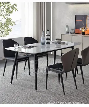Home Dining Set; 4-Seat High-End Rock Slab Dining Set Collection