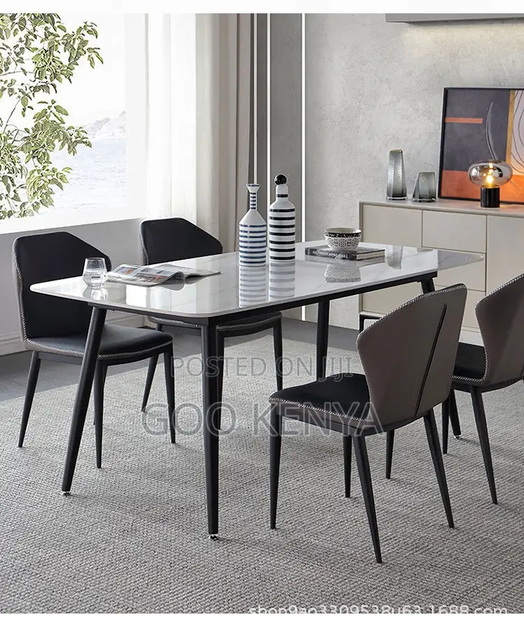 Home Dining Set; 4-Seat High-End Rock Slab Dining Set Collection