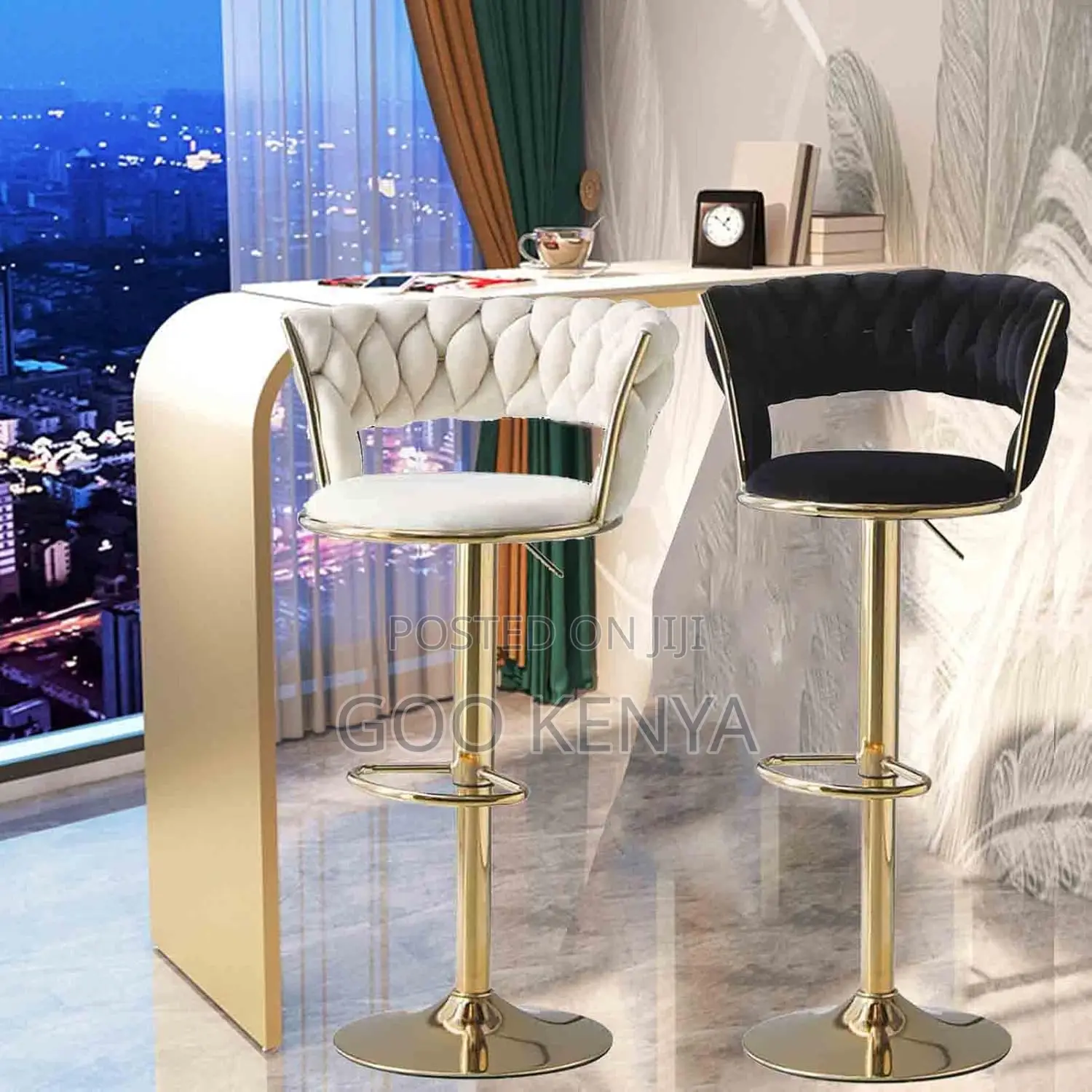 Home Counter Stool; Adjustable Swivel Fabric Counter Stool for Kitchen