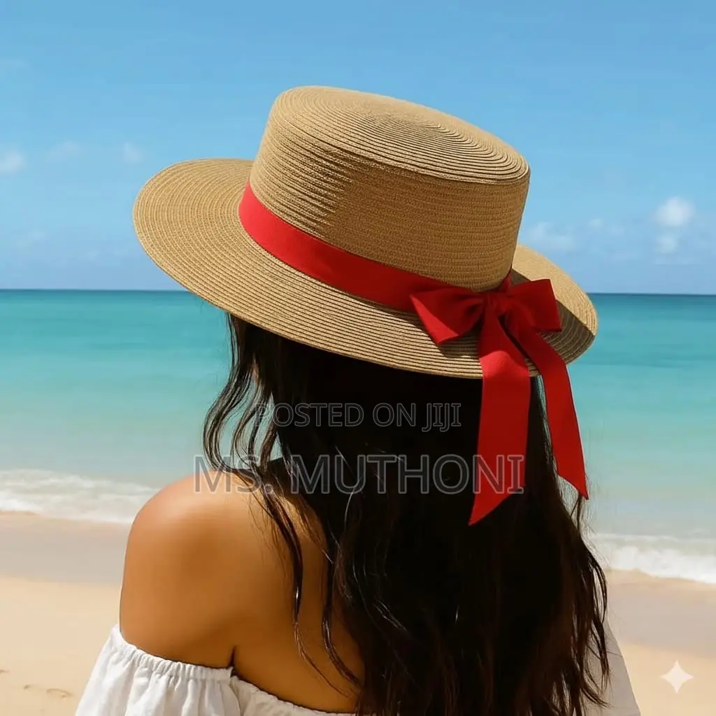 Christmas Summer Hats With a Removable Christmas Red Ribbon