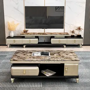 Home Tv Table Set; Designer Marble Coffee Table With Matching Console