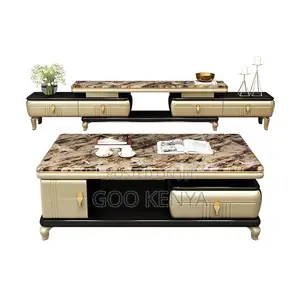 Home Tv Table Set; Designer Marble Coffee Table With Matching Console