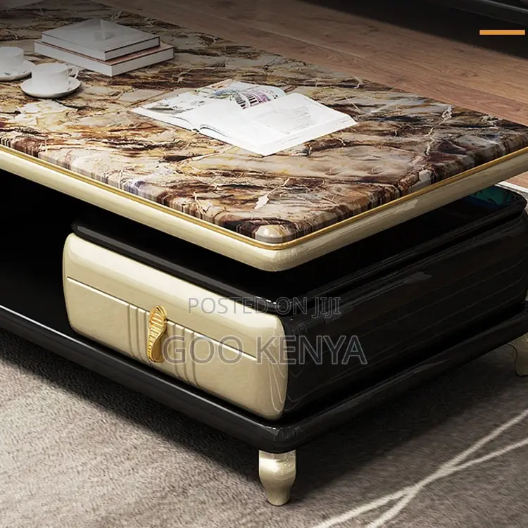 Home Tv Table Set; Designer Marble Coffee Table With Matching Console