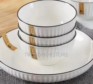 Clearance Deal!12pcs Ceramic Soup Bowls With Elegant Black Rim
