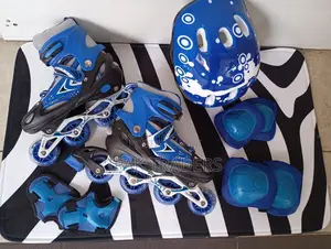 *Adjustable Inline Skates Set With Helmet Protective Guards