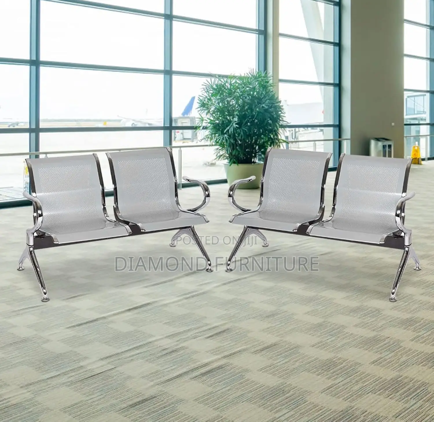 2-Link Non-Padded Durable Office Waiting Bench