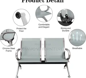 2-Link Non-Padded Durable Office Waiting Bench