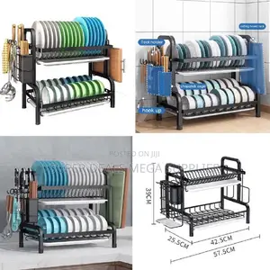 2 Tier Stainlesssteel Dish Drainer Rack Space Saving Kitchen Organizer