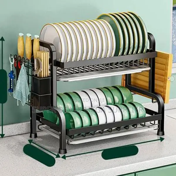 Stainless Steel 2-Tier Dish Rack Space-Saving 2-Layer Kitchen Solution