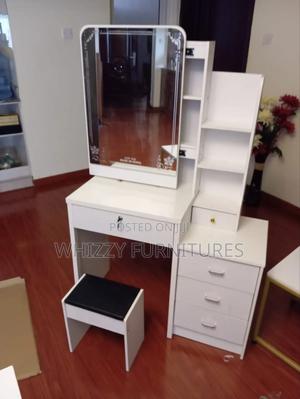 Modern White Dressing Table With a Mirror and Stool - thumbnail 2