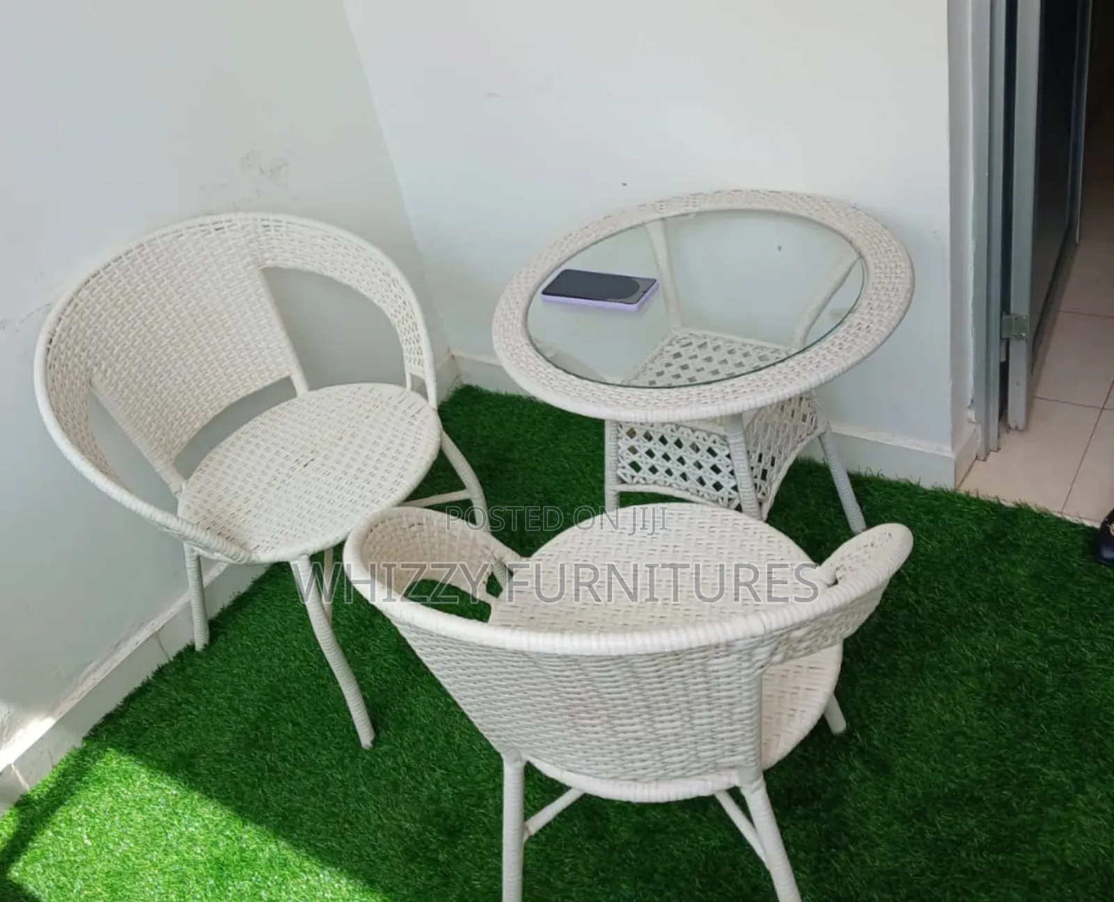 White Wicker Outdoor Patio Set