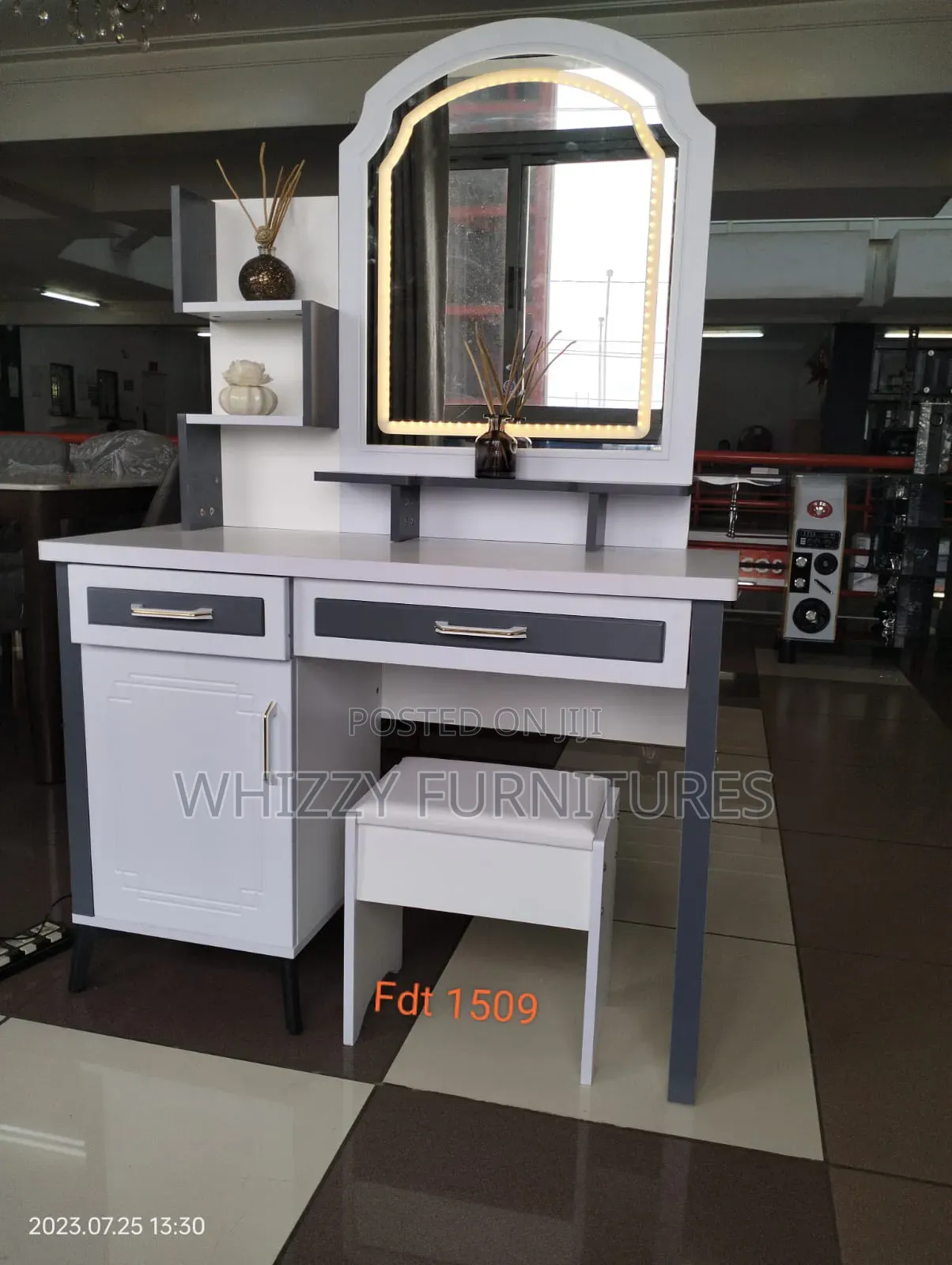 Vanity Dressing Table With Mirror and a Stool