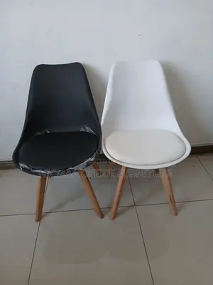 Eames Padded Black White Pair With Wooden Legs