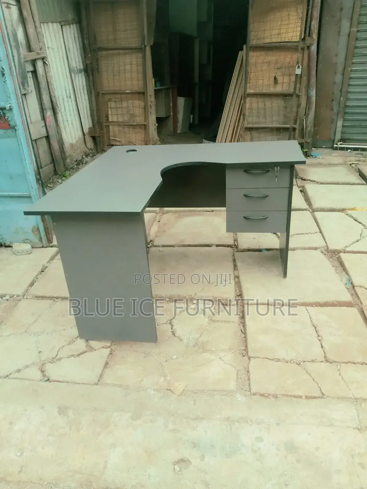 Grey L-Shape Office Desk