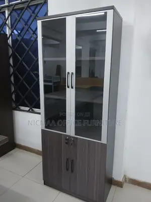 2-Door Glass Wood Finish Advanced Filling Cabinet