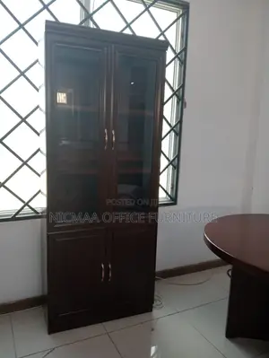 2-Door Executive Solid Wood Glass Finish Filling Cabinet