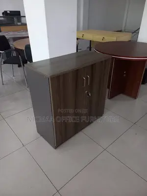 Sleek Two-Door Dark Wallnut Storage Cabinet