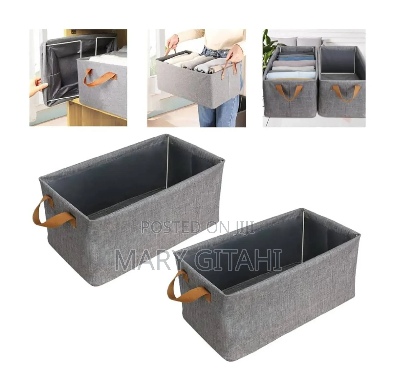 47x29x20cm Foldable Grey Clothes Storage Bag / Laundry Bin