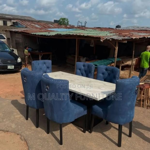 Blue,6 Seater Unique Dining Set - main view