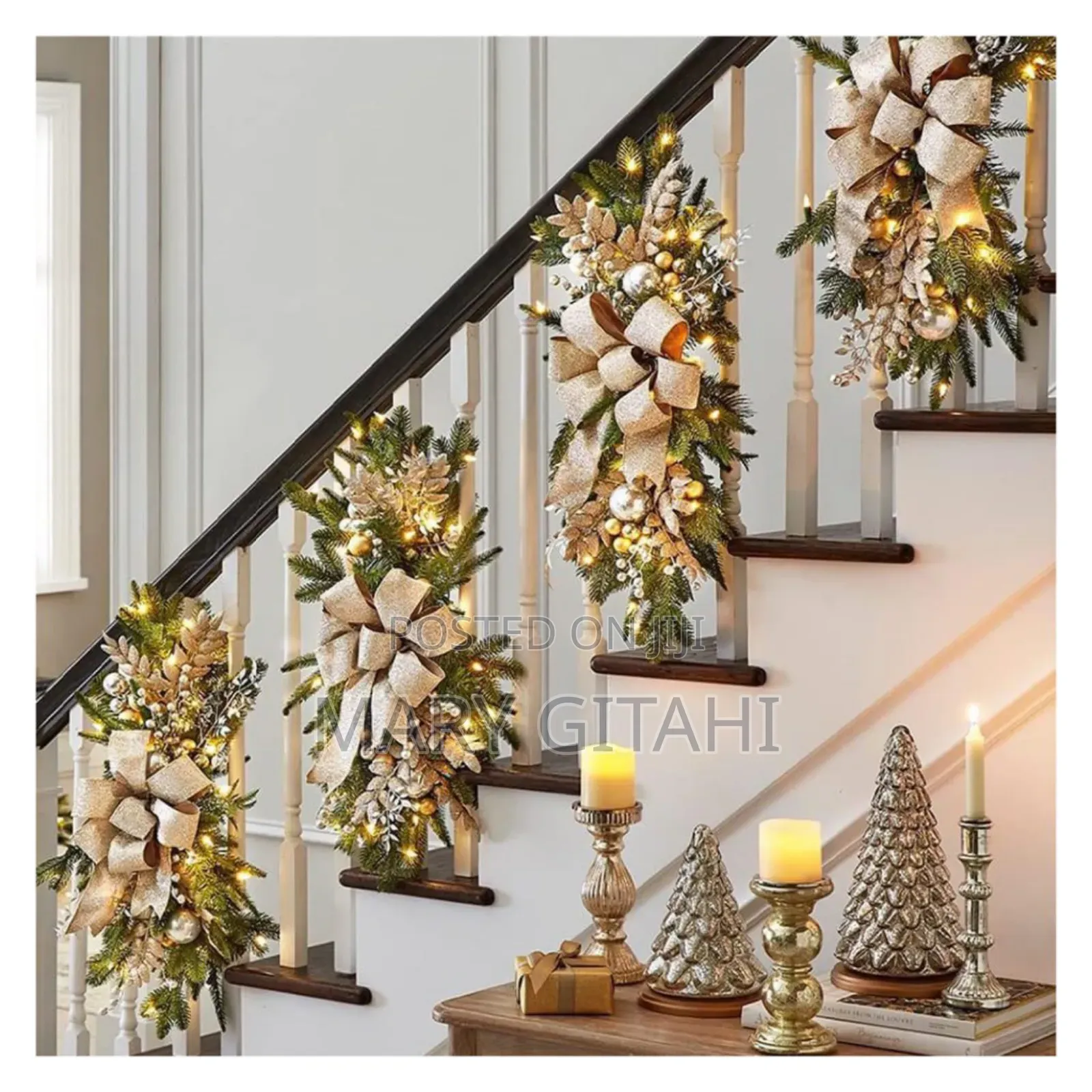 Christmas Swag Wreath Pendants Led Lights Staircase