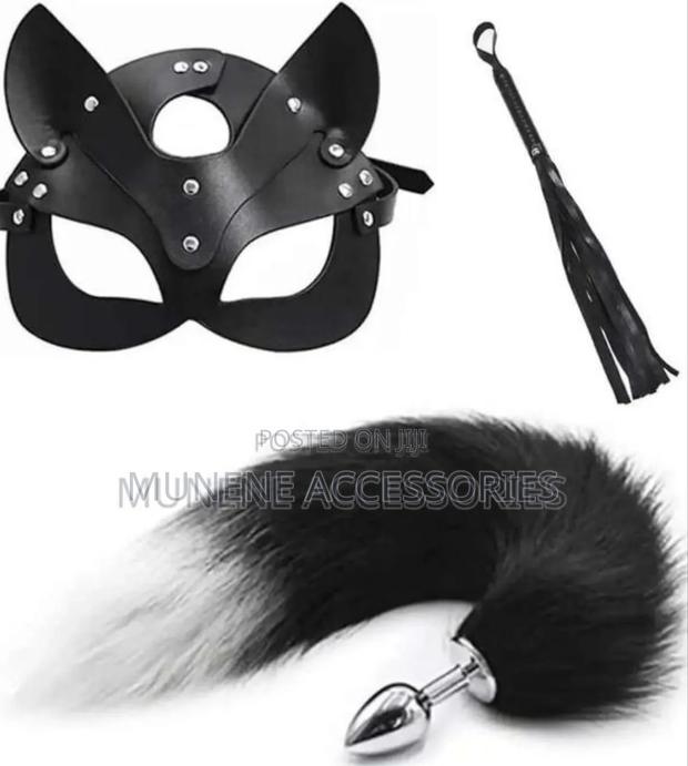 Fox Mask With Plush Tail, Metal Anal Plug With Half Cat Mask Sex Toys