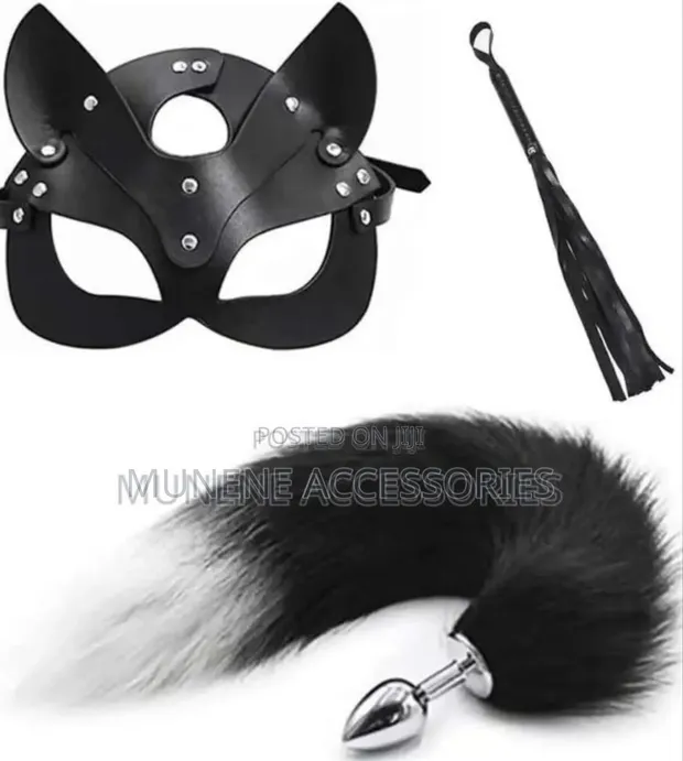 anal plug rosebud YPM White Cat Ears Set Fox Tail Anal Plug Silicone Cat Tail Anal Plug main image 1