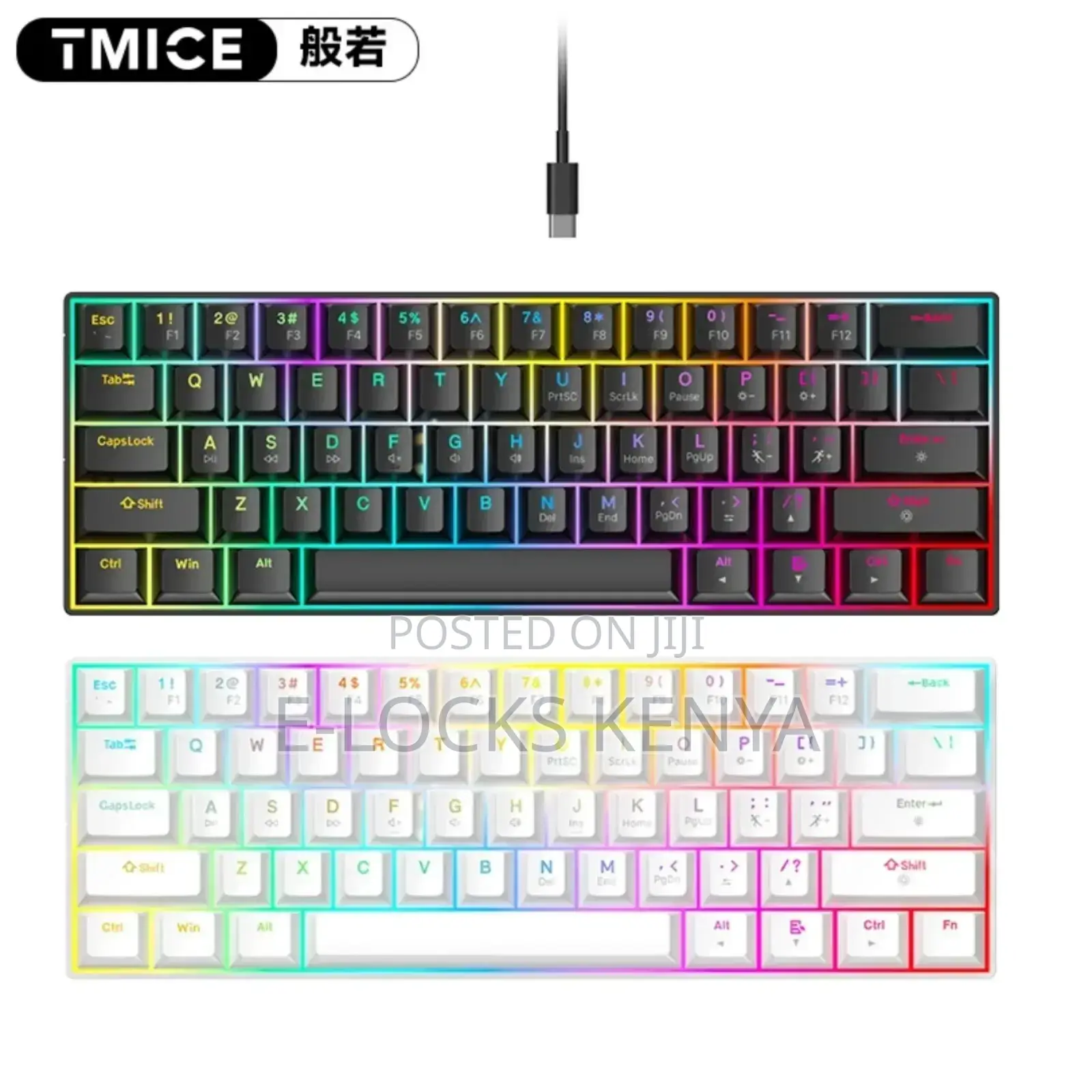 60% RGB/Wired | Hot-Swappable Keys Usb Hub | Compact Gaming Keyboard