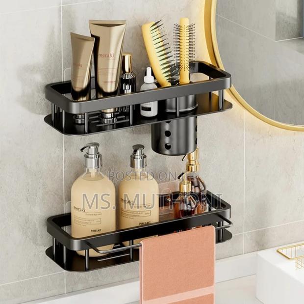 2 PCS Aluminum Alloy Rectangular Shelf With Towel Holder* - main view