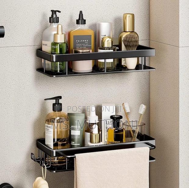 2 PCS Aluminum Alloy Rectangular Shelf With Towel Holder* - thumbnail 2