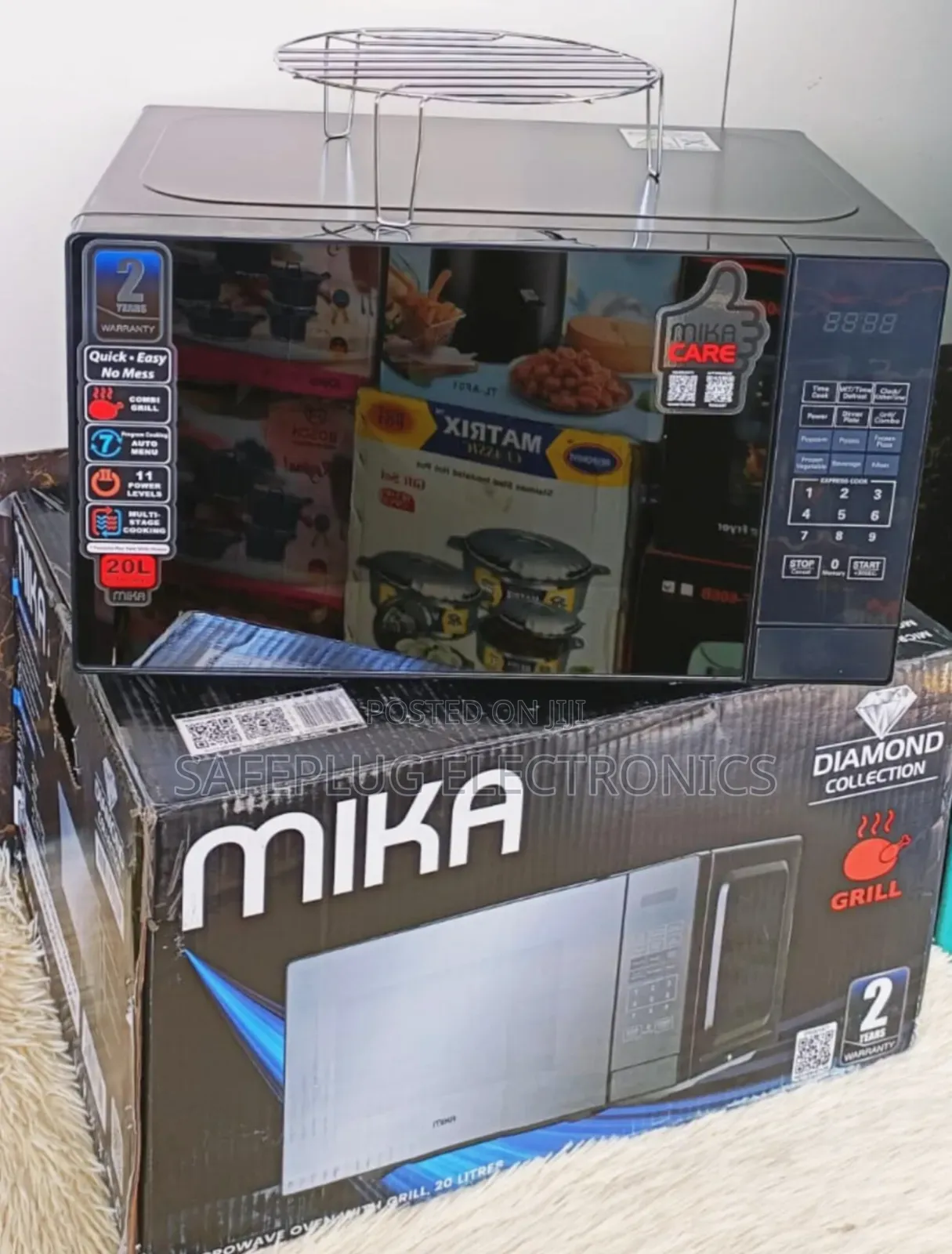 Mika Digital Microwave Oven Grill 20ltr - 1000w Grill (Silver)