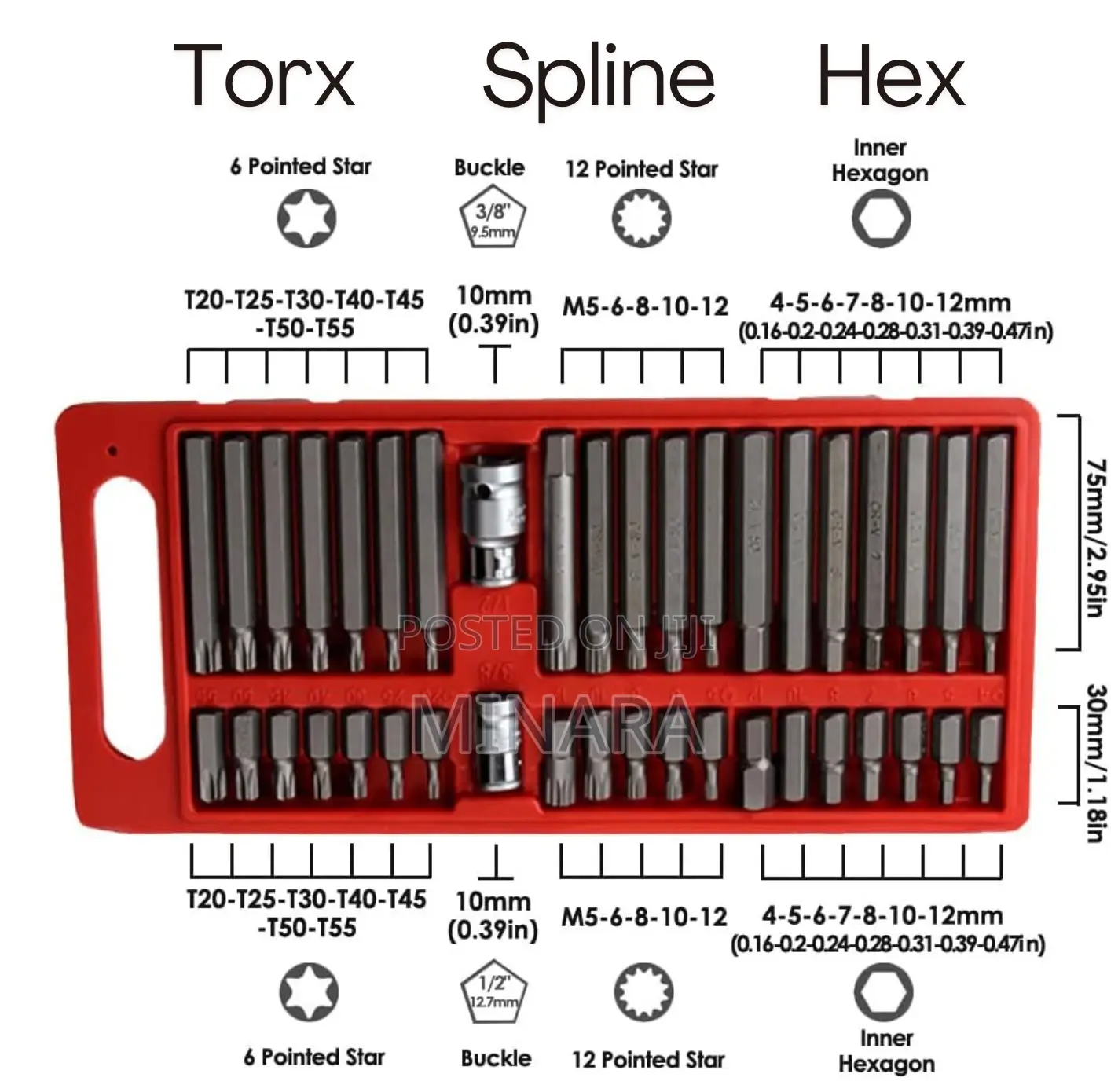40 Pcs, Combined Bits, Torx, Spline (Xzn), Hex, Socket Bits Set