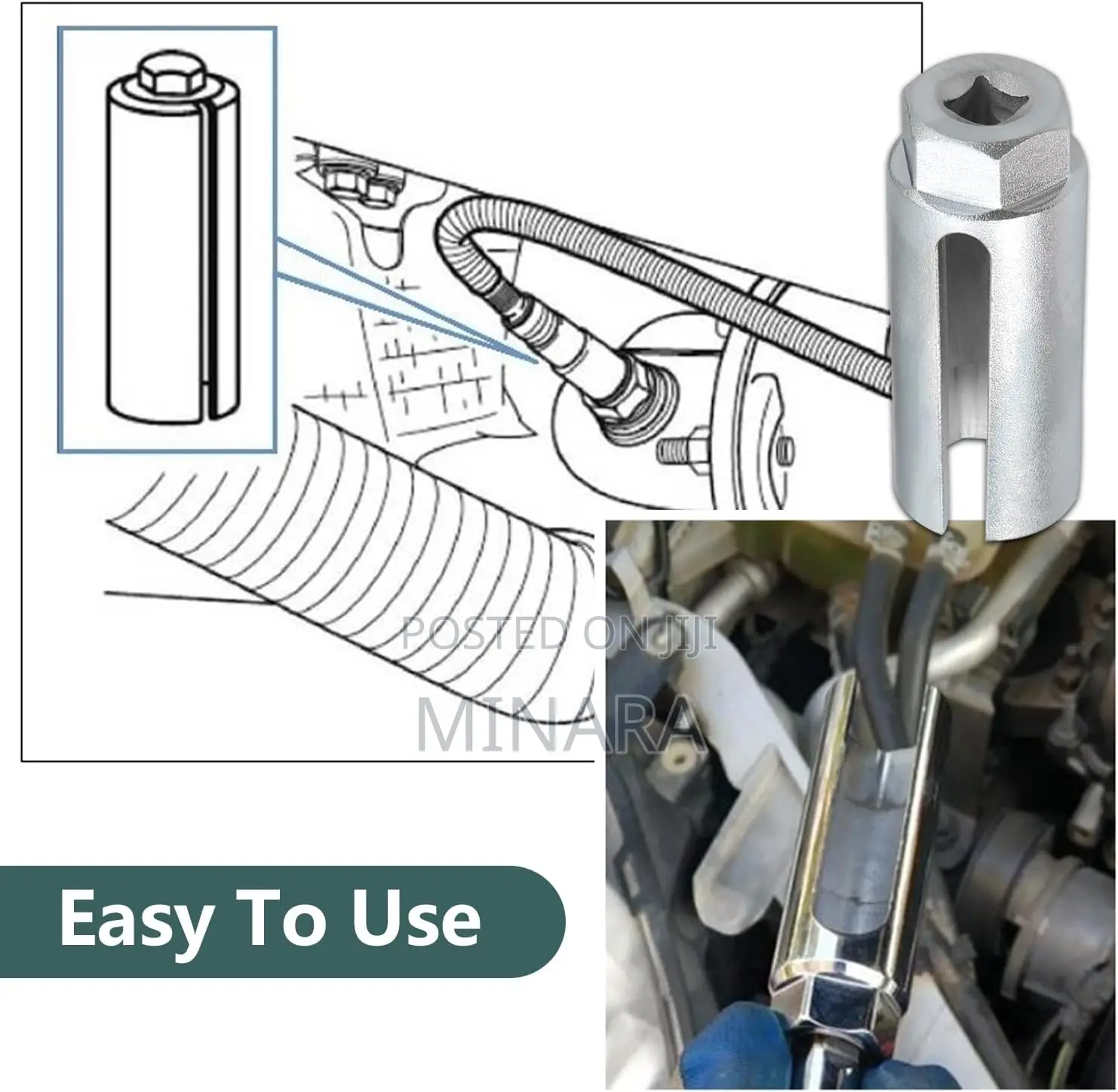 Oxygen Sensor Socket, 1/2" Drive X 22mm, O2 Sensor Removal Tool