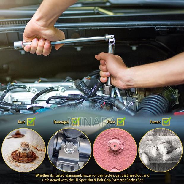 14 Pcs, Bolt Extractor Set, Rounded Nut Removal Tool, 3/8” Drive - thumbnail 3