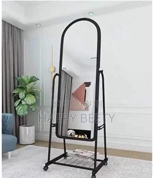 Metal Framed Dressingstanding Mirror, Full Body Mirror With Wheels